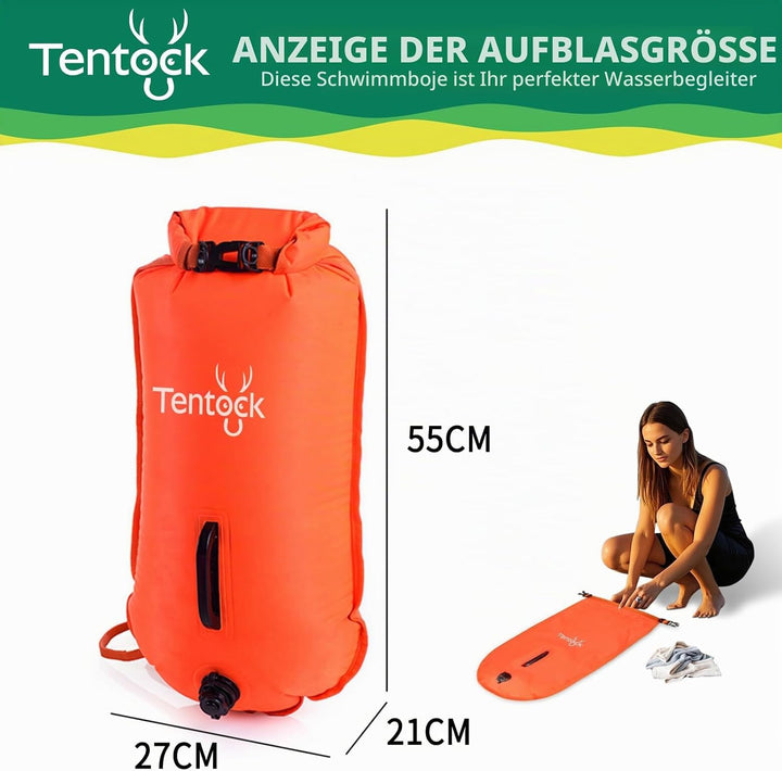Tentock Schwimmboje 28L Wasserdicht Aufblasbare Trockentasche Schwimmen Sicherheitsschwimmer für Was