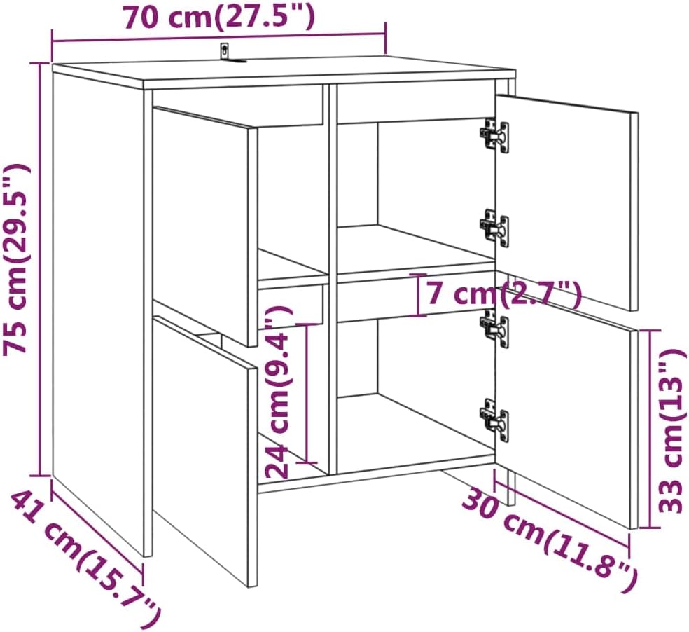 vidaXL Sideboard mit 4 Türen Kommode Anrichte Schrank Beistellschrank Mehrzweckschrank Standschrank