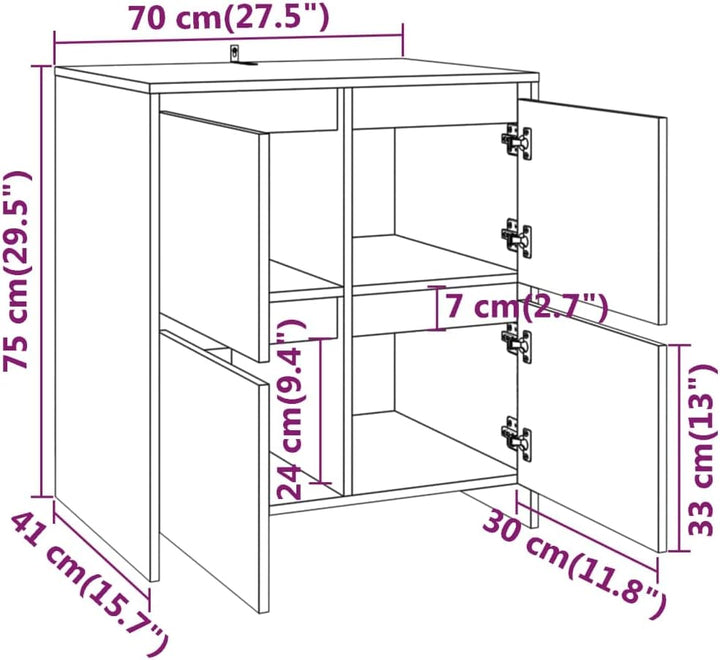 vidaXL Sideboard mit 4 Türen Kommode Anrichte Schrank Beistellschrank Mehrzweckschrank Standschrank