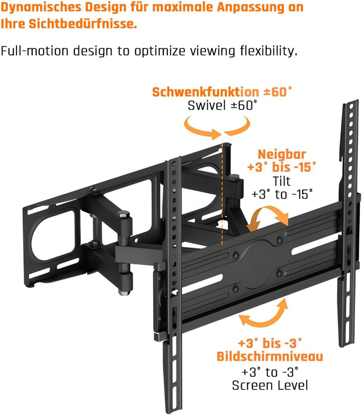 ARLI TV Wandhalterung 32"-70" | Vollbeweglich, schwenkbar &amp; neigbar | Ausziehbare &amp; drehbare VESA Ha