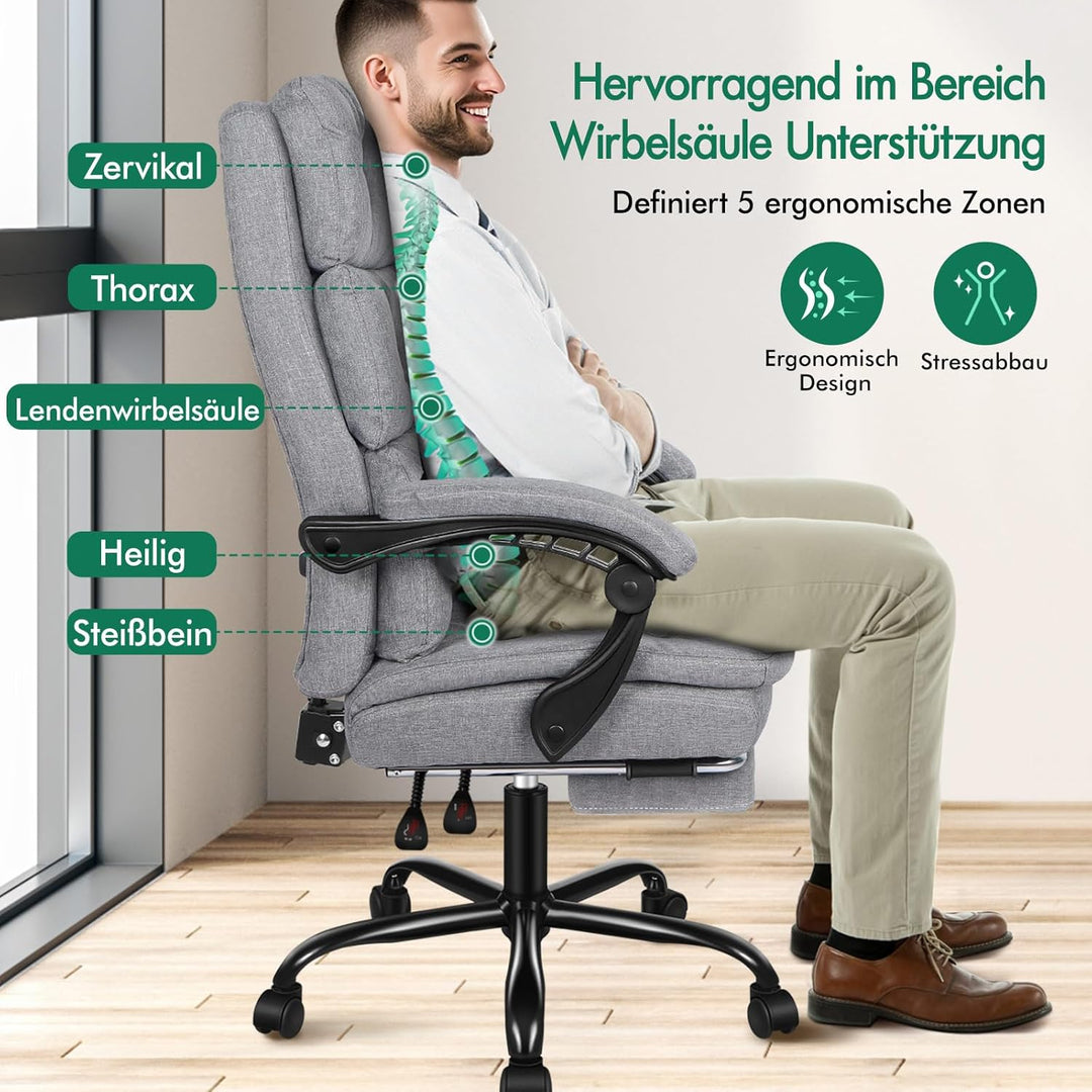 ALFORDSON Bürostuhl, zweischichtiger Schreibtischstuhl mit 150° Neigung und 360° Drehung, Drehstuhl