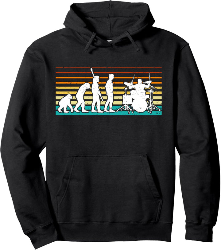 Vintage Schlagzeuger Drummer Percussion Trommeln I Evolution Pullover Hoodie