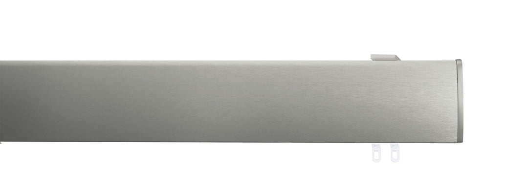 indeko OVUM, ovale Gardinenschiene mit Innenlauf aus Aluminium auf Mass, 1-Lauf, edelstahloptik, Kom