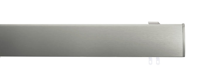 indeko OVUM, ovale Gardinenschiene mit Innenlauf aus Aluminium auf Mass, 1-Lauf, edelstahloptik, Kom