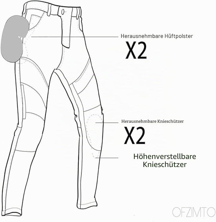 oFzimTo Motorradhose Herren/Damen, Aramid-Gewebe Stretch Jeans Hosen Herren/Damen, Motorrad Hosen mi
