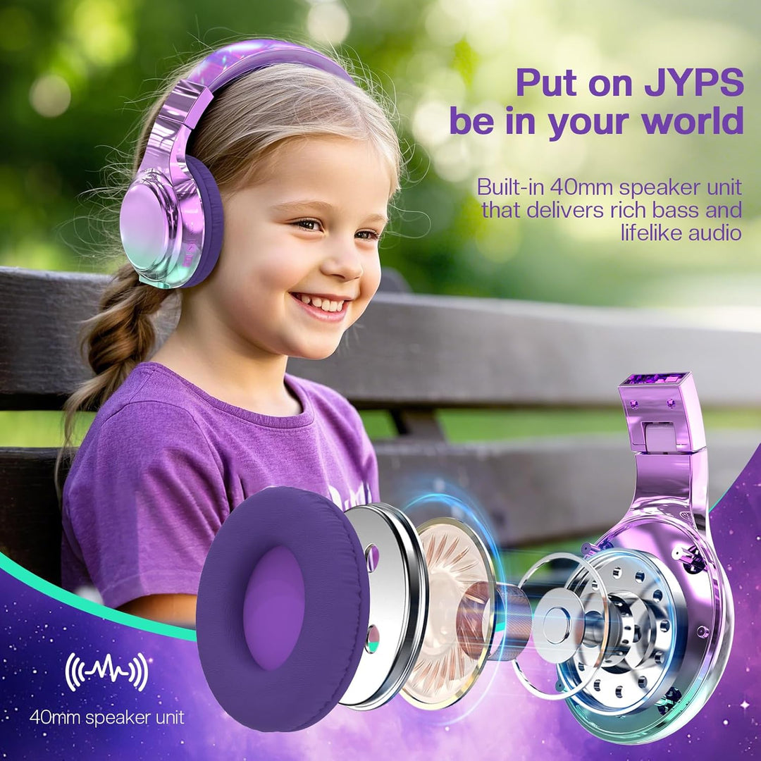JYPS Bluetooth Kopfhörer Kinder, Kabellose Kinder Kopfhörer Over Ear mit Kabel, Kinderkopfhörer ab 3