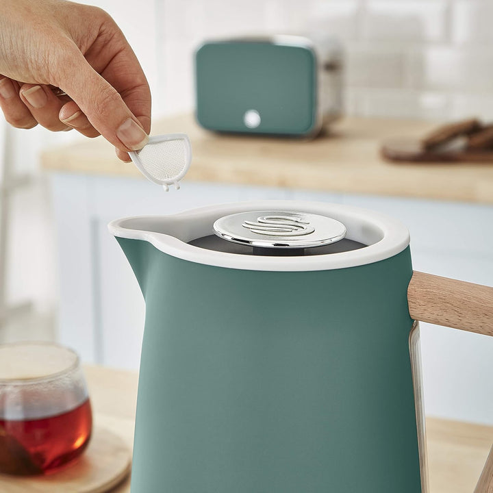 Swan Nordic Set Desayuno Kabelloser Wasserkocher, 1,7 l, 2200 W, Brot-Toaster mit breitem Schlitz, 4
