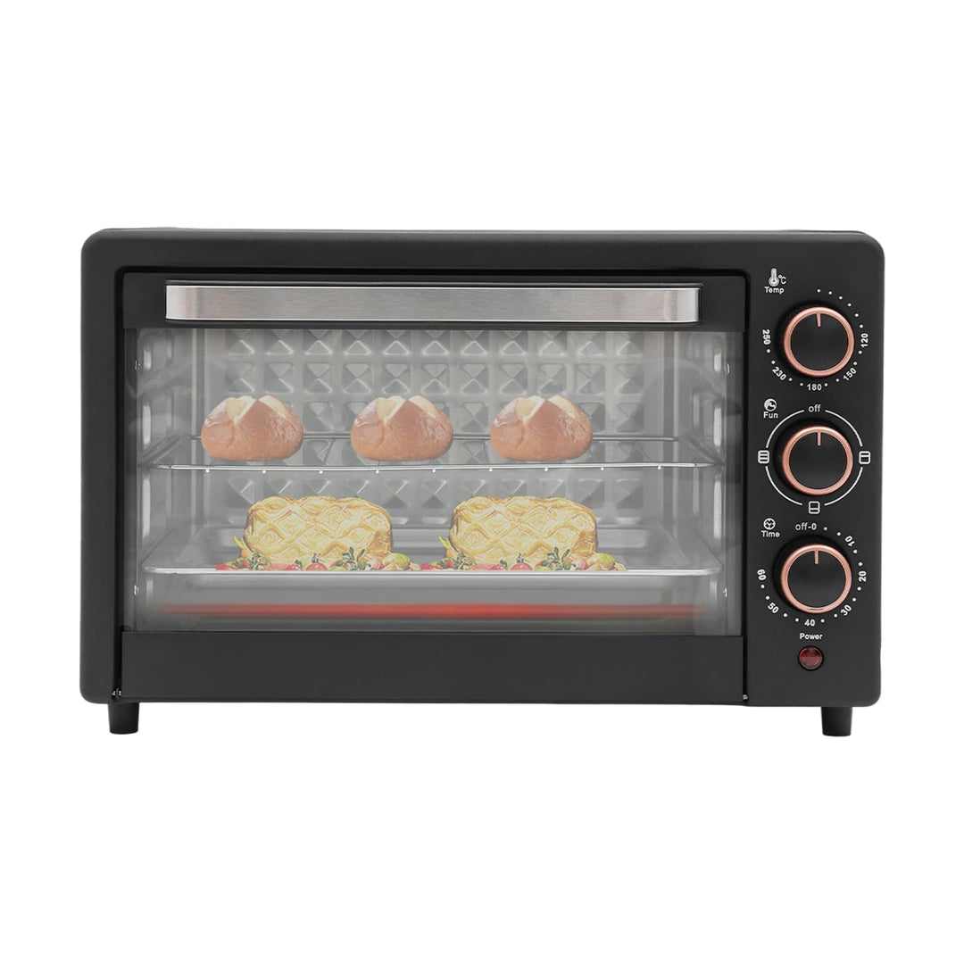 Minibackofen, 22L 1000W Elektrobackofen mit Grillpfanne & Grillrost, Mini backofen Pizzaofen mit Ein