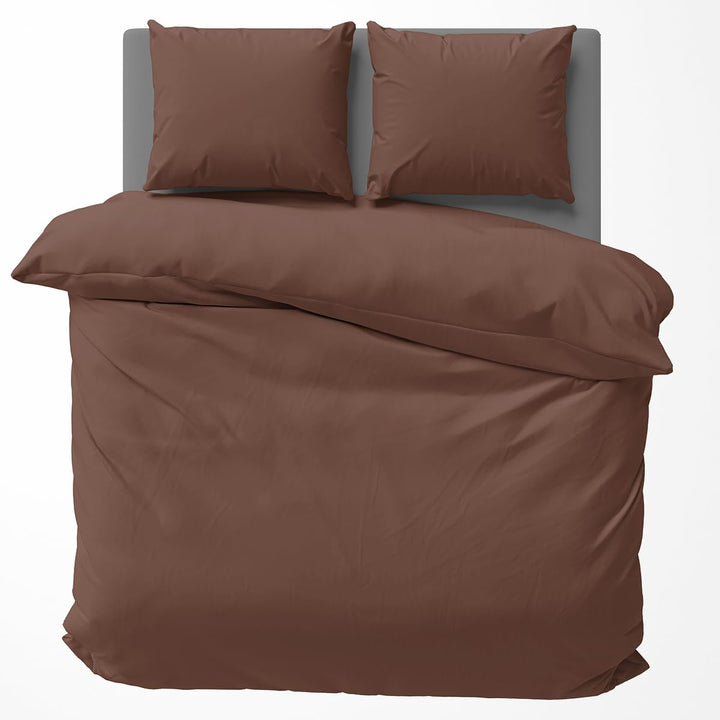 Visaggio Baumwolle Bettwäsche 220x240 cm Einfarbige Bettbezug Garnitur Schlafzimmer Set Braun 240 x
