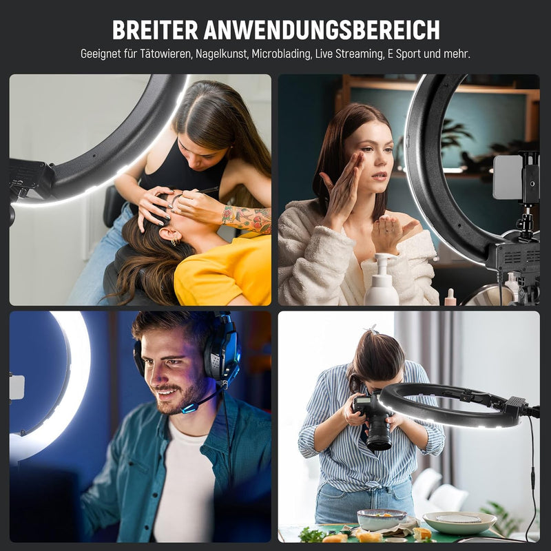 Neewer Ringleuchte Licht Set: 18 Zoll / 48 Zentimeter Aussen 55W 5500K dimmbare LED-Ringlicht Lampen