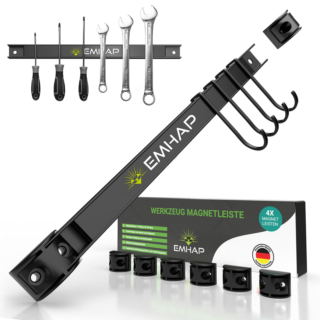 EMHAP© Magnetleiste Werkzeug EXTRA STARK 4er Set je 30CM lang Universal Magnetschiene - Werkzeug Org