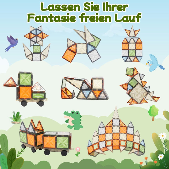 100 Stück Magnetische Bauklötze, Magnetische Bauklötze für Kinder, Magnetisches Konstruktionsspielze