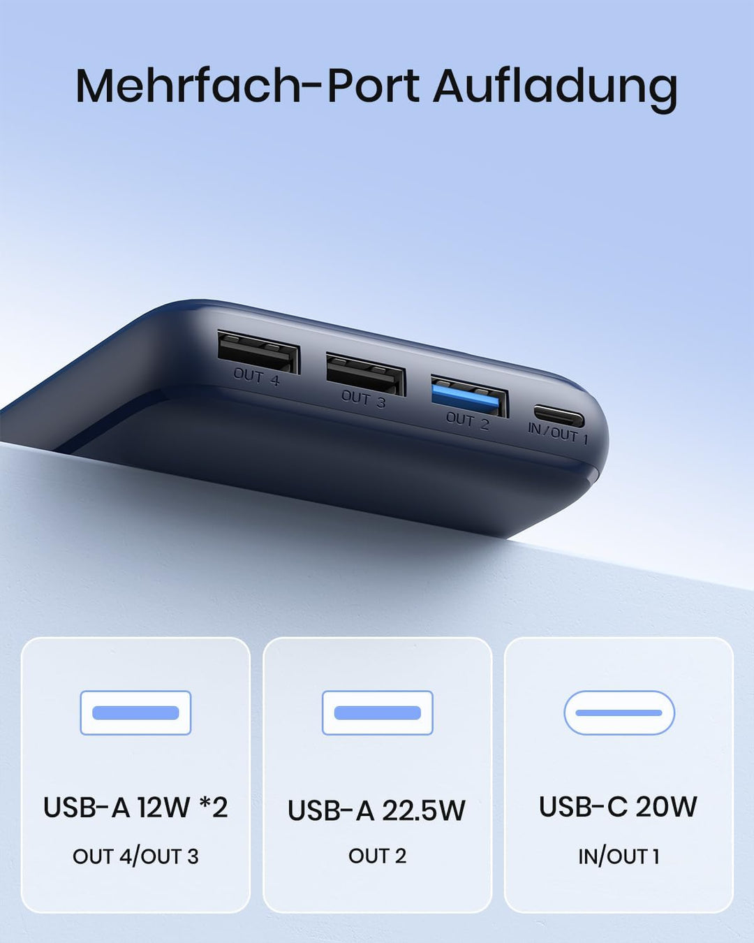A ADDTOP Power Bank 20000mAh – 22.5W Schnellladefunktion klein Powerbank – Akkupack Externe Handyakk