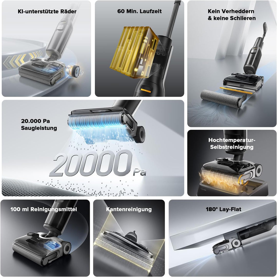 roborock F25 ALT(ACE LITE) Nass Trockensauger, 180° Lie Flat Saugwischer mit 20.000 Pa, Nass Staubsa