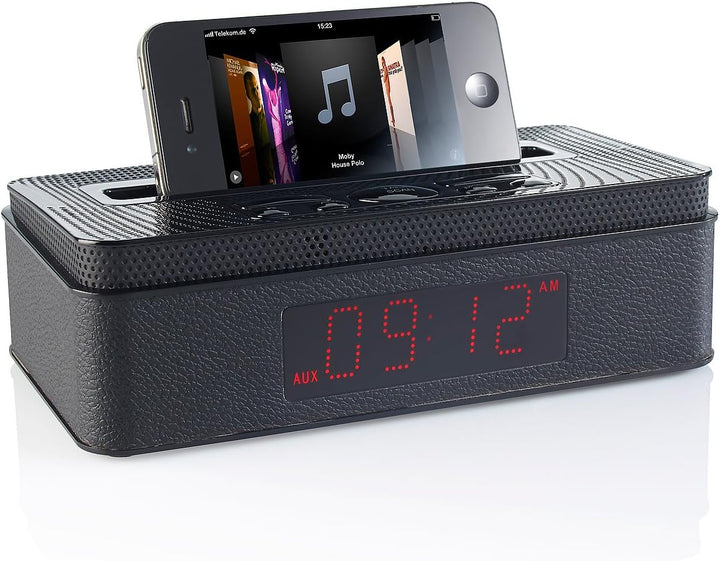 auvisio Boombox: Radio MPS-630.bt mit Bluetooth, Wecker, MP3-Player und AUX, 10 Watt (Lautsprecher,