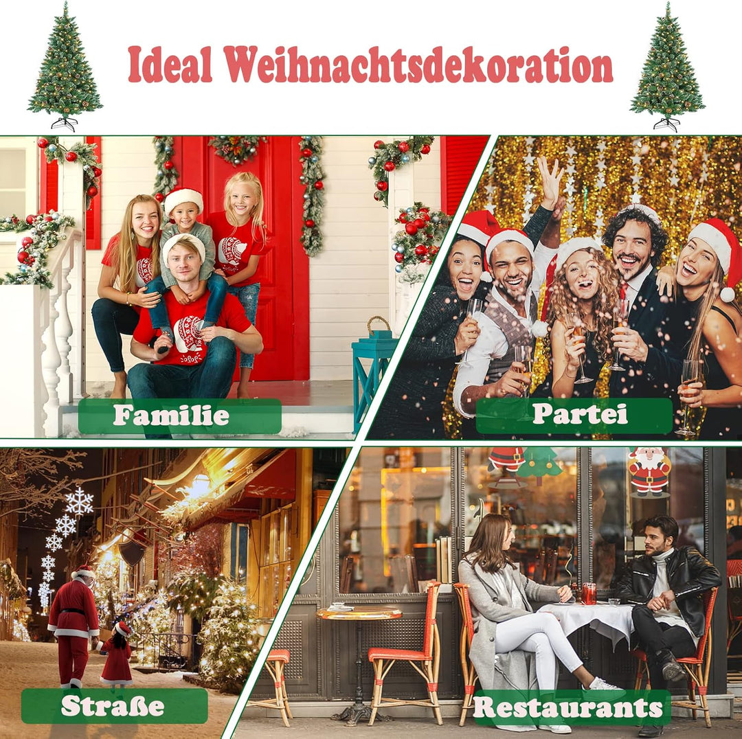 LZQ Künstlicher Weihnachtsbaum mit Beleuchtung, 150cm Weihnachtsbaum Künstlich, PVC Christbaum mit W