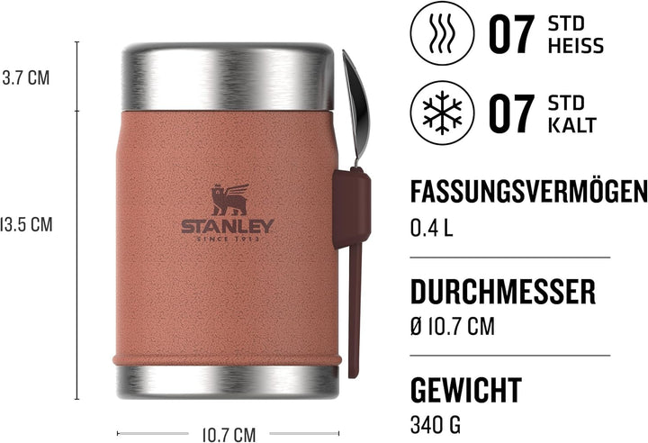 STANLEY 1913 Classic Legendary Thermobehälter Für Essen Mit Göffel 400 ml - Hält 7 Stunden Heiss Ode