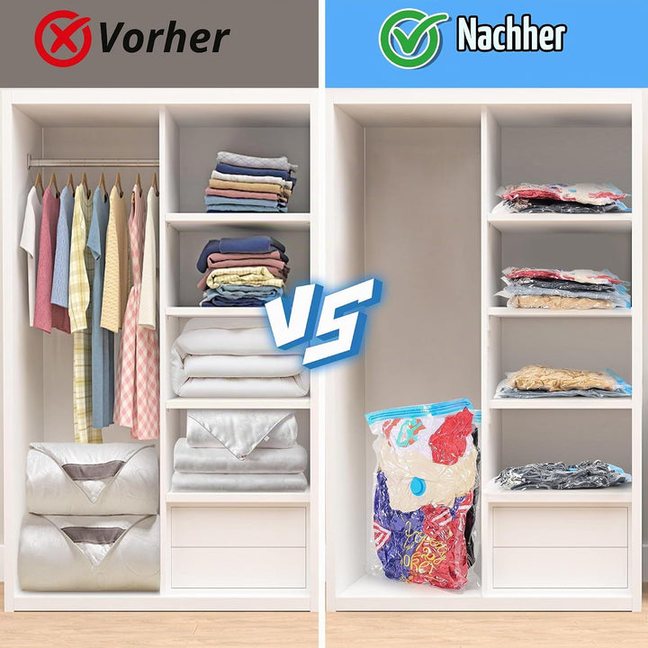 Vakuumbeutel für Kleidung &amp; Bettdecken, 15 Stück Set mit vacuum bags for clothing Handpumpe – Platzs