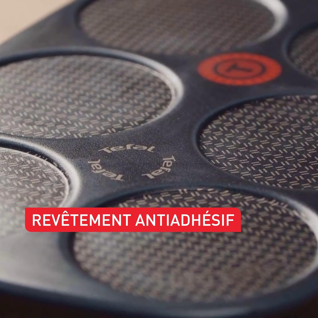 Tefal Crêpier Gourmet PY901BF1 Elektrischer Crêpes-Topf, 6 Ausgaben, Antihaftbeschichtung, einfache