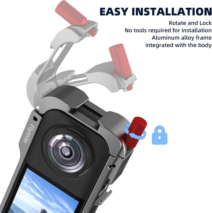 Metall-Schutzgehäuse für Insta360 X5, Schutzrahmen Case Cage Aluminiumrahmen mit Silikon-Objektivsch