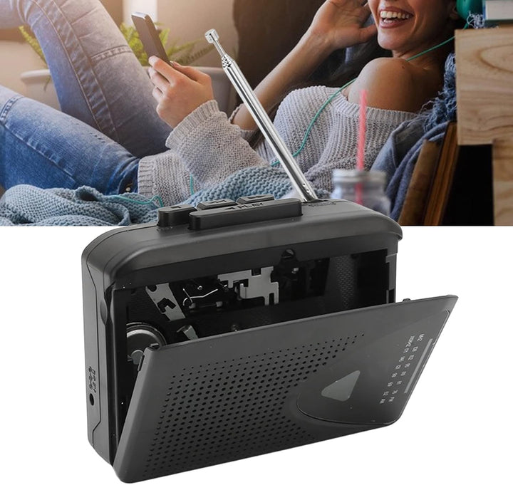 Retro-Kassettenspieler, Tragbarer Kassettenspieler, UKW-AM-Radioempfang, 2 AA-Batterien oder USB-Net