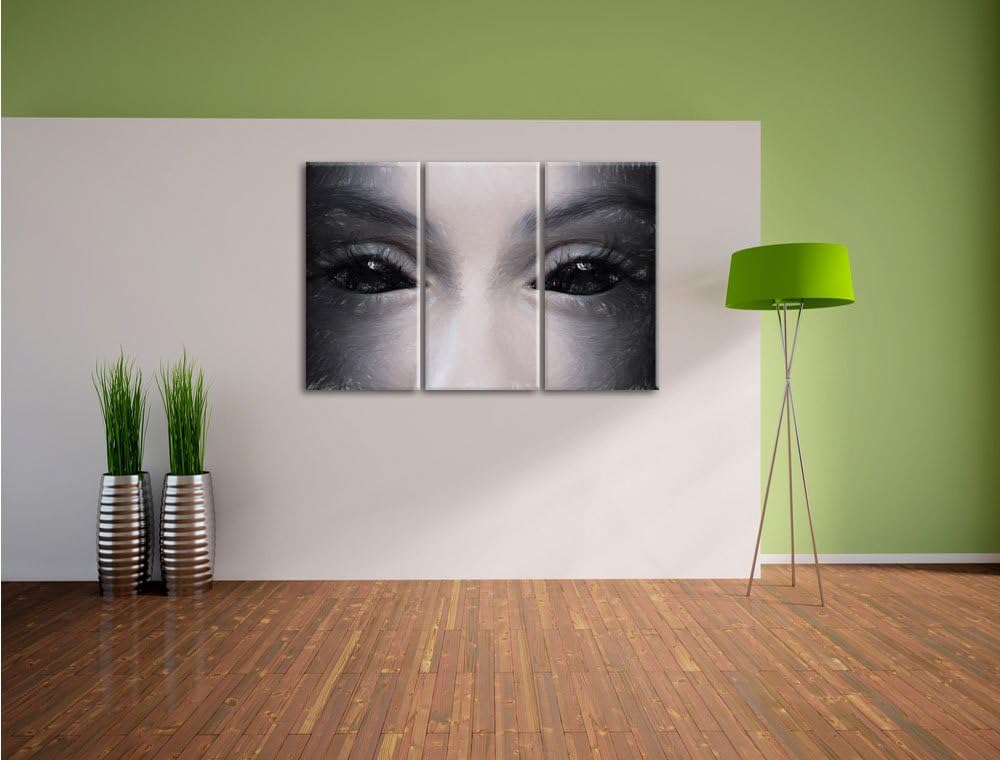 Pixxprint Böse Dämonenaugen / 3-Teilig/Gesamtmass 120cm Leinwandbild bespannt auf Holzrahmen/Wandbil