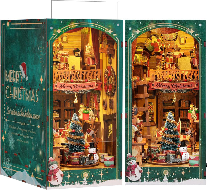 RONSTONE Book Nook Kit mit Staubschutzhülle - DingDang Hütte DIY Miniatur Puppenhaus Booknook mit Le