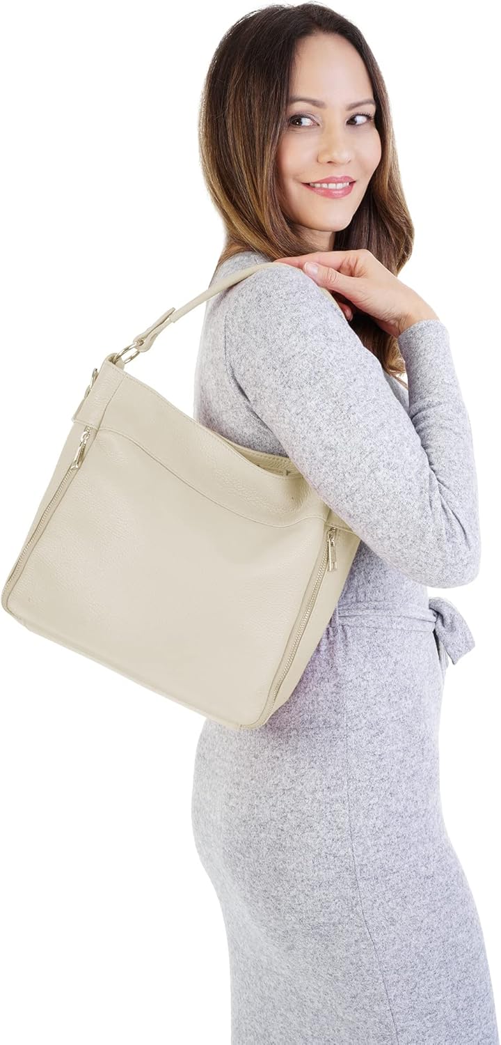 Handtasche Echt Leder Damen 020843 Made in Italy, Smartphonefach, Damentasche aus Rindleder, Umhänge