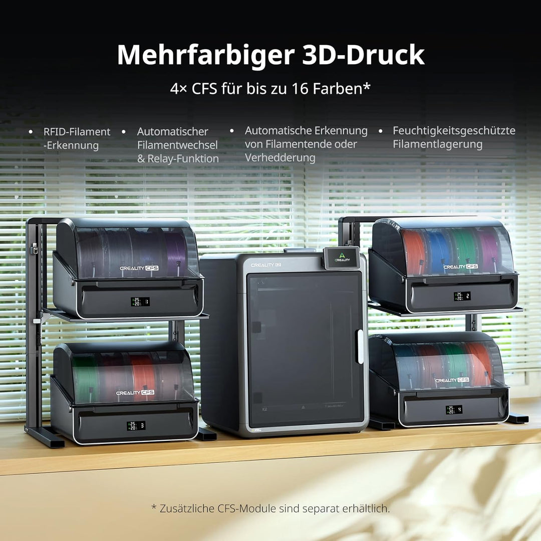 Creality K2 Combo(A) 3D-Drucker, 260×260×260 mm Bauvolumen, Multicolor-Druck mit bis zu 16 Farben, b