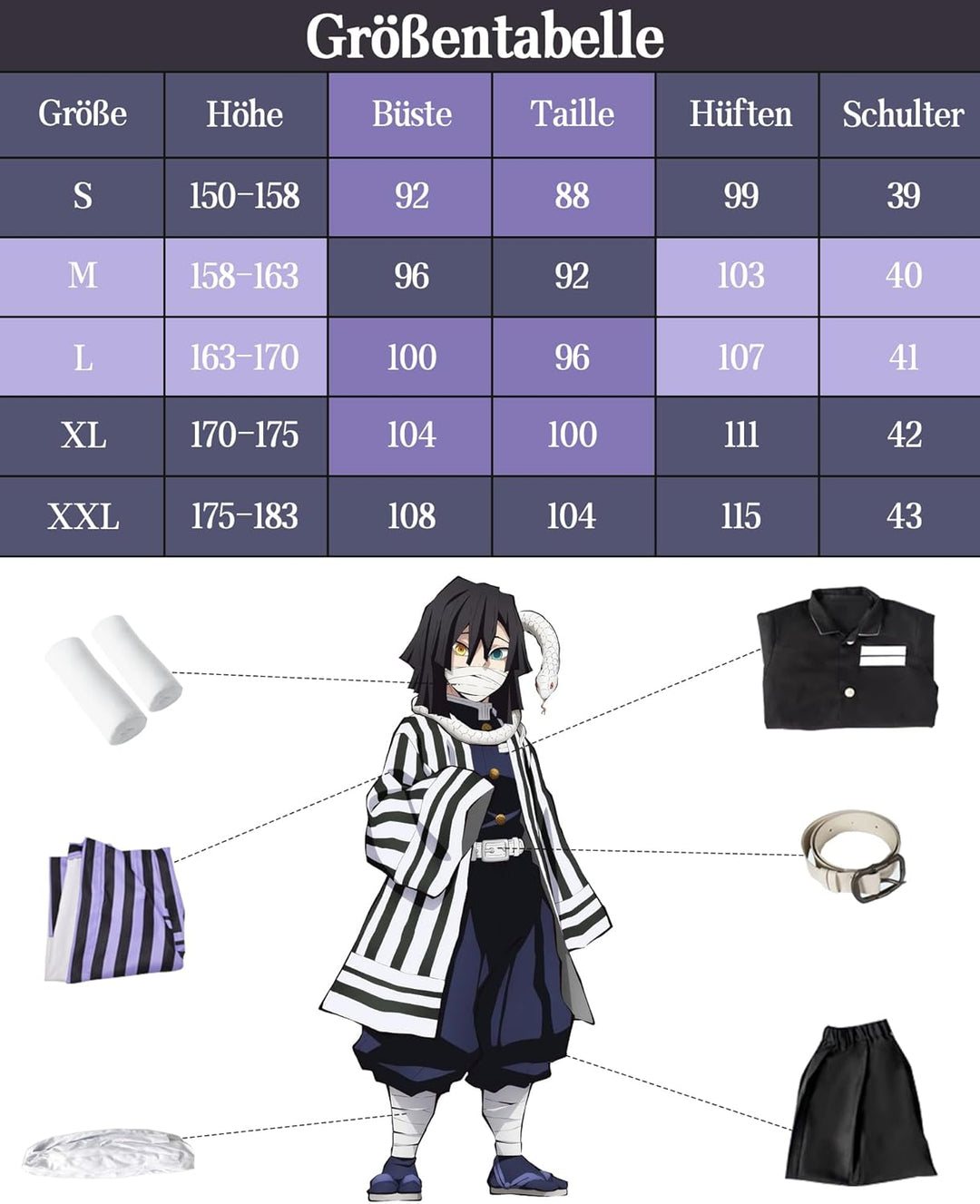 FCCAM Agatsuma Zenitsu Cosplay Kimono Vollständiger Satz Anime Zenitsu Cosplay Kostüm Erwachsene Sch
