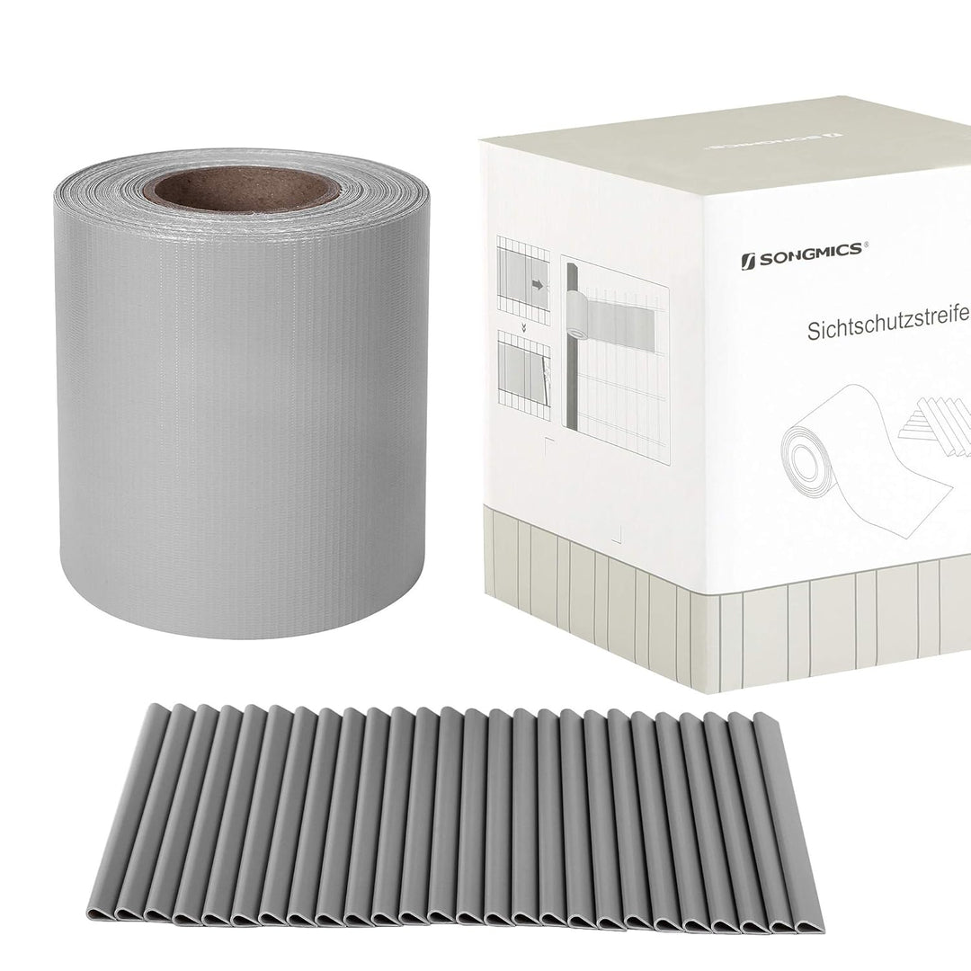 SONGMICS PVC Sichtschutzstreifen, Zaunfolie 40 m x 19 cm, extra dick und Blickdicht, mit 25 x Befest