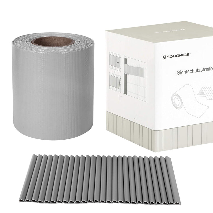 SONGMICS PVC Sichtschutzstreifen, Zaunfolie 40 m x 19 cm, extra dick und Blickdicht, mit 25 x Befest