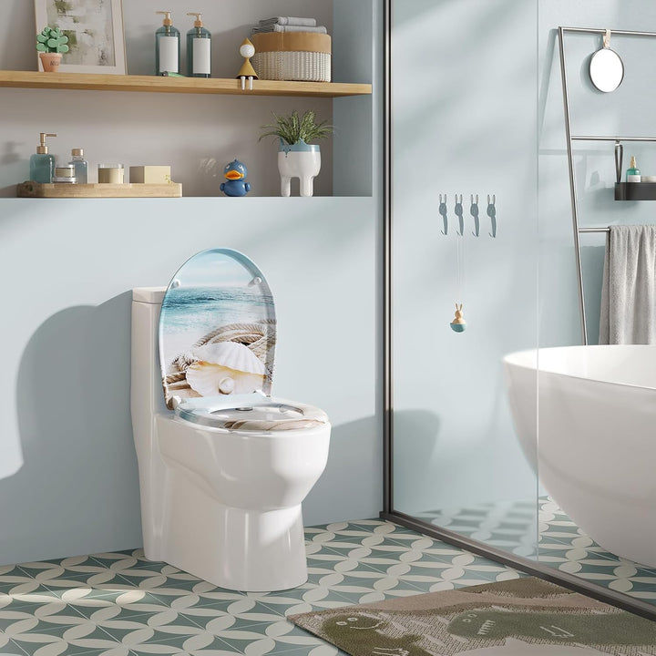 WOLTU Toilettendeckel mit Absenkautomatik Klodeckel WC Sitz Softclose Klobrille mit Quick Release Fu