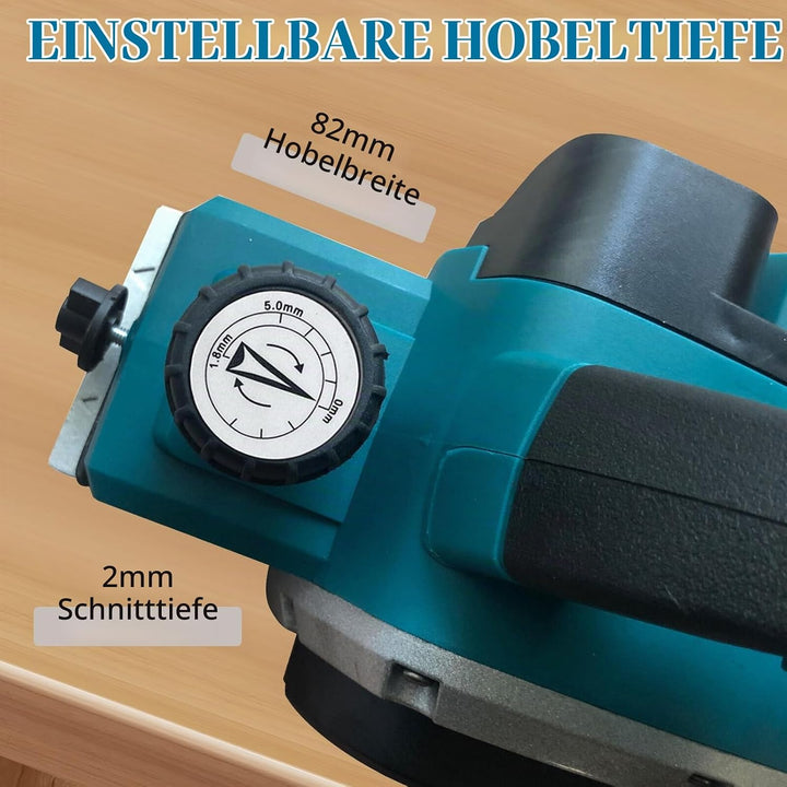 Akku-Hobel Kompatibel mit Makita 18V Batterie, 3200r/min Handgeführte Elektrische Holzhobelmaschine