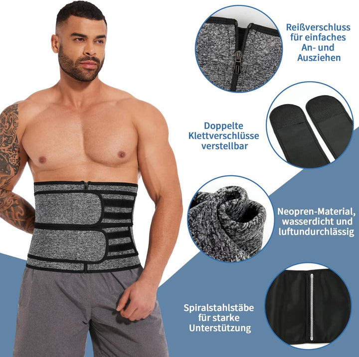 SLIMBELLE Bauchweggürtel Herren Damen Neopren Taillenmieder für Fitnesstraining Bauchweggürtel Figur