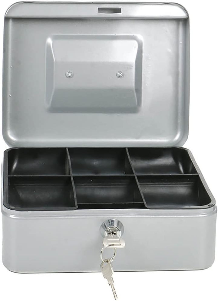 Geldkassette abschliessbar, 2 Schlüssel, Hartgeldeinsatz Münzgeldeinsatz herausnehmbar (Silber)