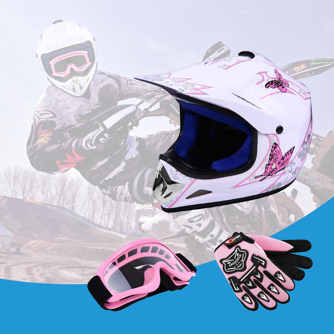 Samger DOT Jugend Kinder Off Road Helm Motocross Helm Dirt Bike ATV Motorradhelm Handschuhe+Brille S