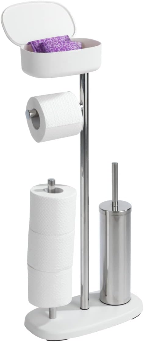 WENKO Stand WC-Garnitur mit Box Rivazza, Toilettenpapier-Halter mit Ablage, WC-Bürstenhalter, Ersatz