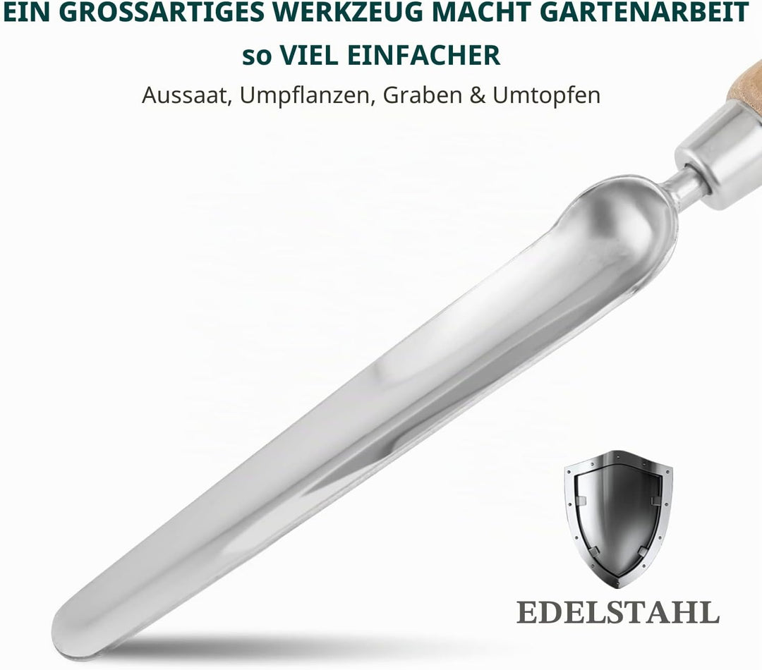 Berry&Bird Garden Unkraut jäten Schaufel, Edelstahl Widger mit Holzgriff Multifunktionale Hand Dibbl