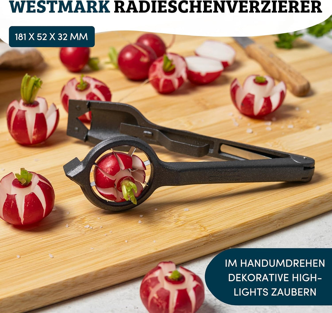 Westmark Radieschen Schneider Decoretto Black Edition – Radieschen & Zitronen verzieren – Buffet & S