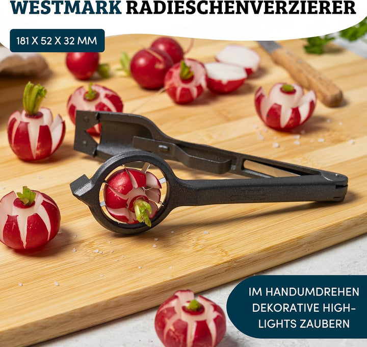Westmark Radieschen Schneider Decoretto Black Edition – Radieschen & Zitronen verzieren – Buffet & S
