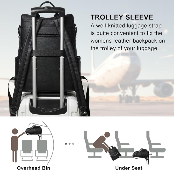 Shrrie Laptop-Rucksack für Damen, 15,6 Zoll Reise-Rucksack aus Leder, Handgepäck-Rucksack Computerta