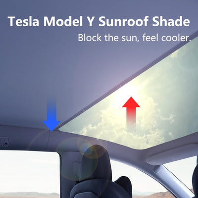 TESBEAUTY Verbesserter Tesla Model Y Sonnenschirm UV-Blocker Kein Durchhängen Kühles Material Tesla