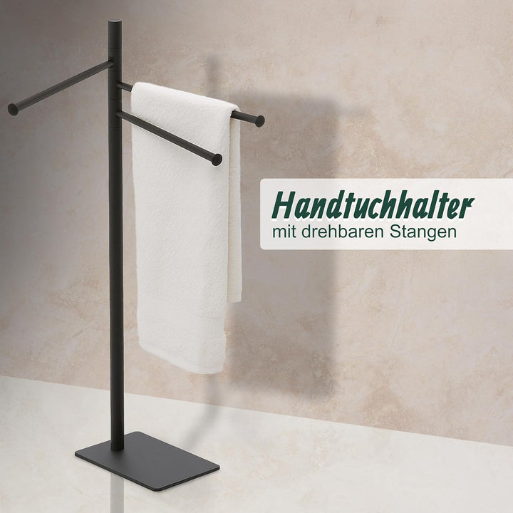 Relaxdays Handtuchständer, HxBxT: 83 x 33,5 x 14 cm, Edelstahl, 2 bewegliche Stangen, stehender Hand