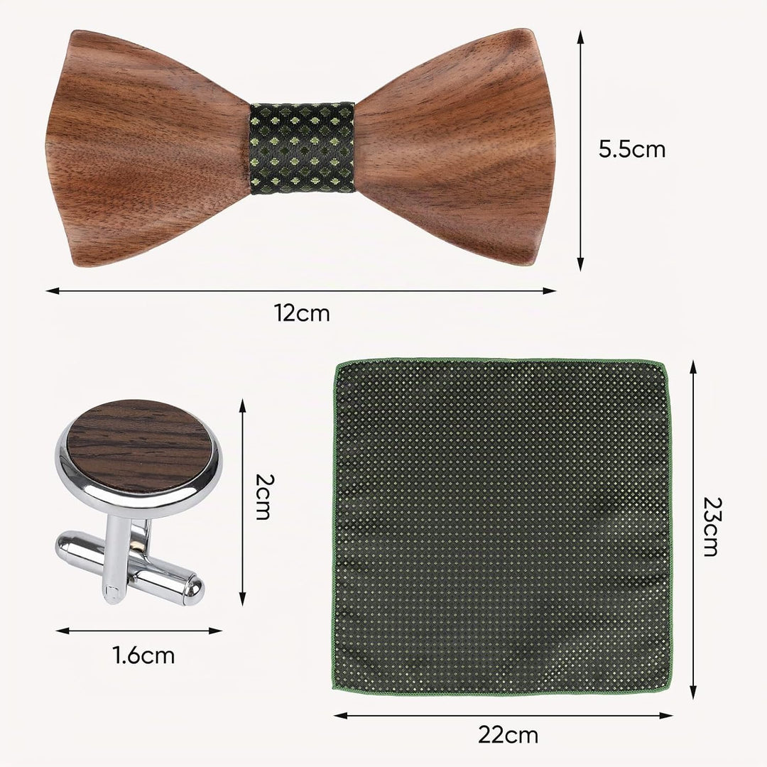 Mr.Van Hölz Fliege Herren Klassische, Holzfliege Set Handgearbeitete Natürliche Hölzerne Krawatte fü