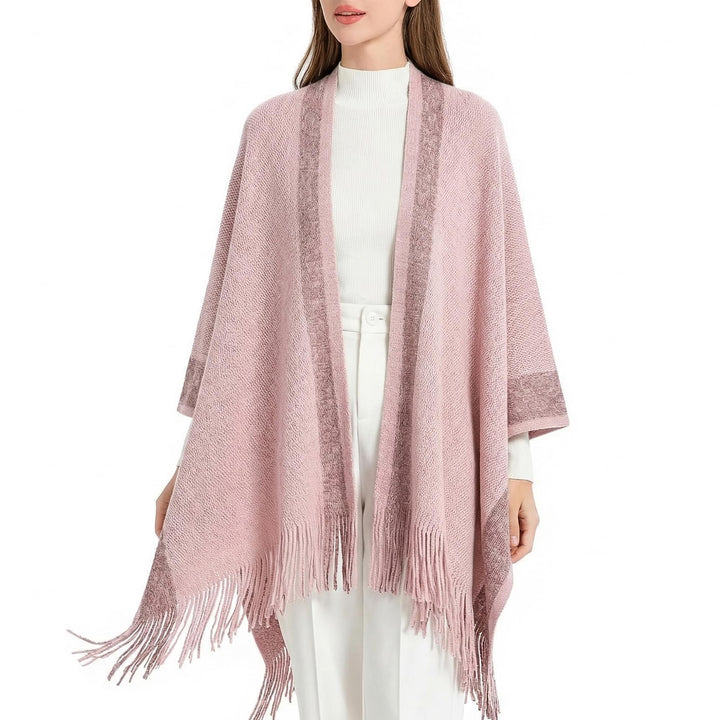 ZLYC Damen Weiche Schlichte Poncho Capes Retro Cardigans Pullover Rose, Rose