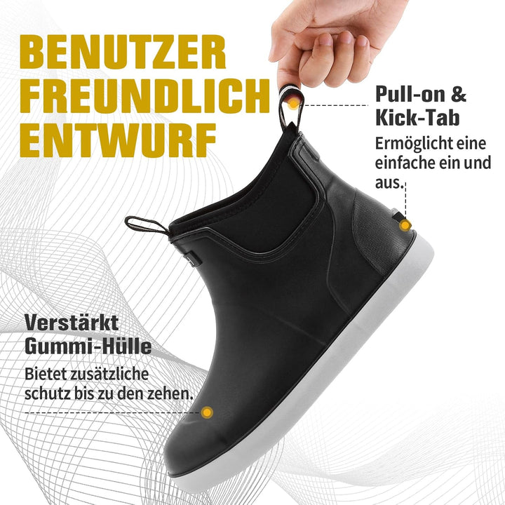 Rumkok Gummistiefel Herren Halbhoch, Grundlegend Wasserdicht Atmungsaktiv Stiefeletten, Anti-Rutsch
