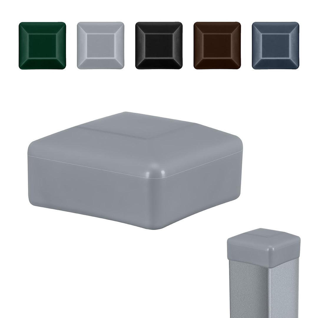 EMFA Zaunpfahlkappe 70x70 mm 10 Stück Grau Pfostenkappe quadratisch Zaunpfostenkappen Zaunabdeckung