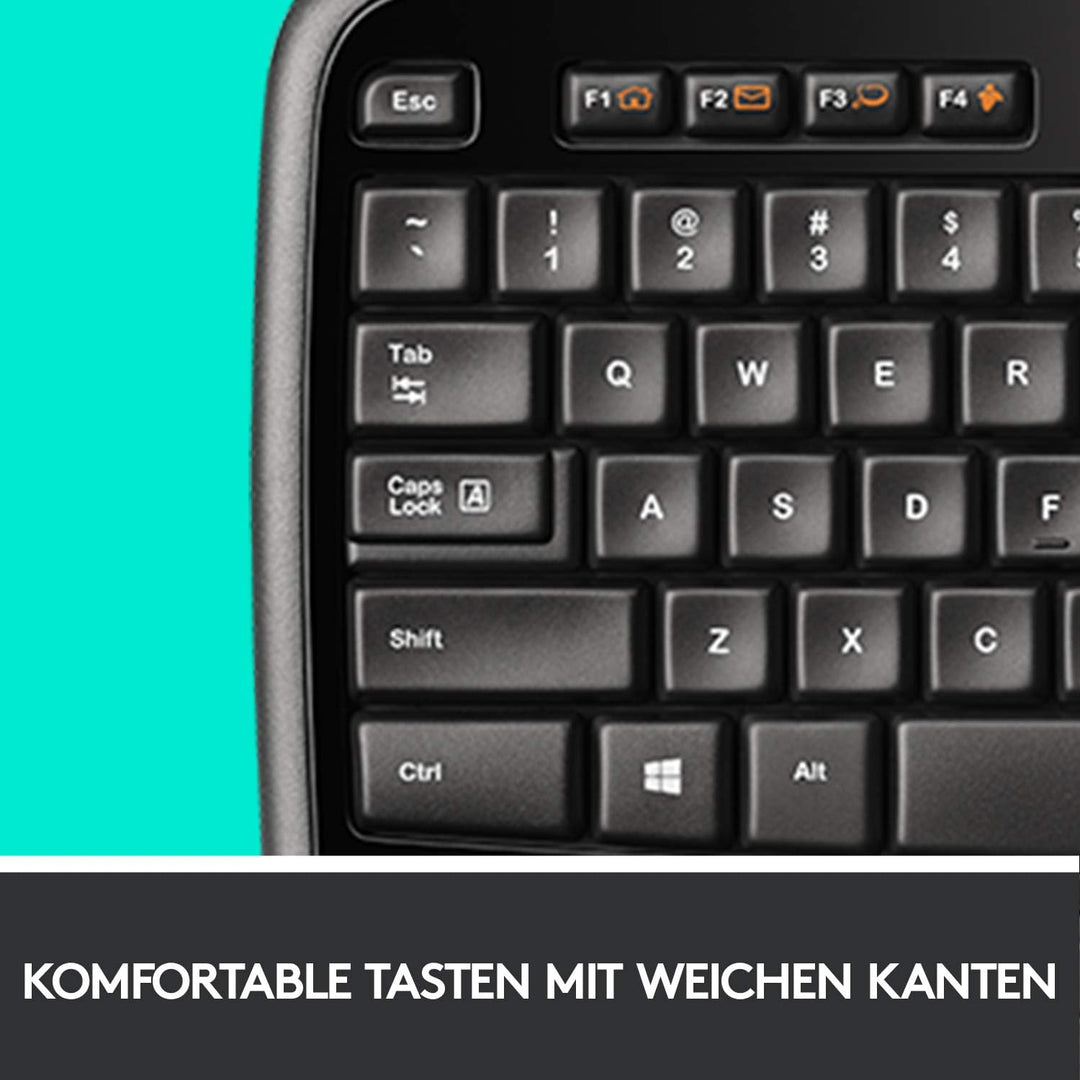 Logitech MK710 Kabelloses Tastatur-Maus-Set, 2.4 GHz Verbindung via Unifying USB-Empfänger, 3-Jahre