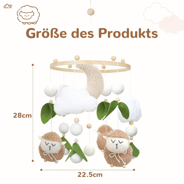 Baby Mobile Baby Windspiele, Babybett Mobile mit Drei Schaf, Mobile Wickeltisch Hängende Bettglocke,